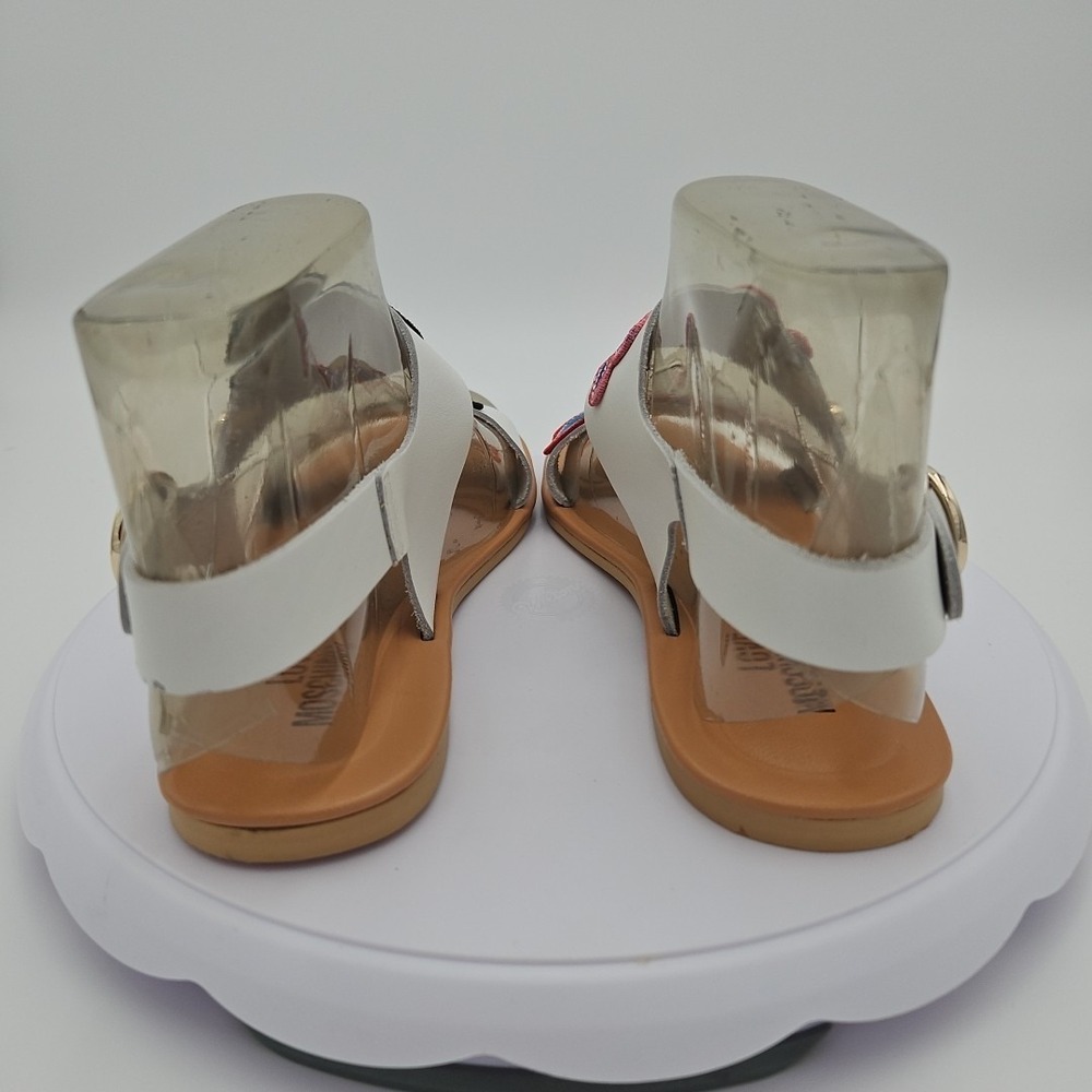 LOVE MOSCHINO White W/6.5 Ankle Strap Bride "I Do" Heart Wedding Sandals *EUC* - Picture 4 of 16